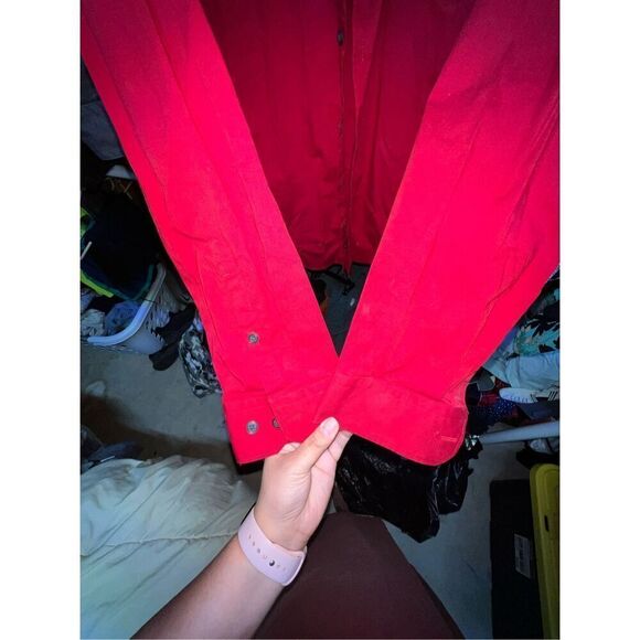 Express 1MX Mens Red Extra Slim Fit Long Sleeve Button Up Dress Shirt Size Large - Picture 4 of 7